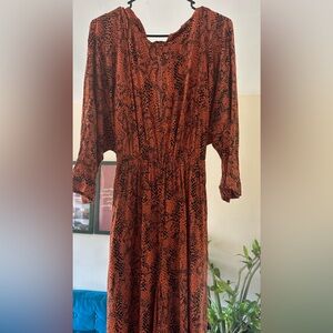 Asos design tie waist jumpsuit in brown snake animal print